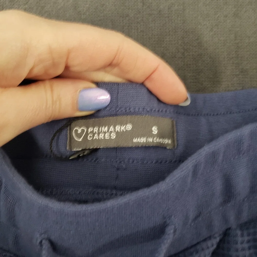 Primark Cares Shorts Womens Size Small Waffle Knit Cotton Blend Drawstring‎ Blue